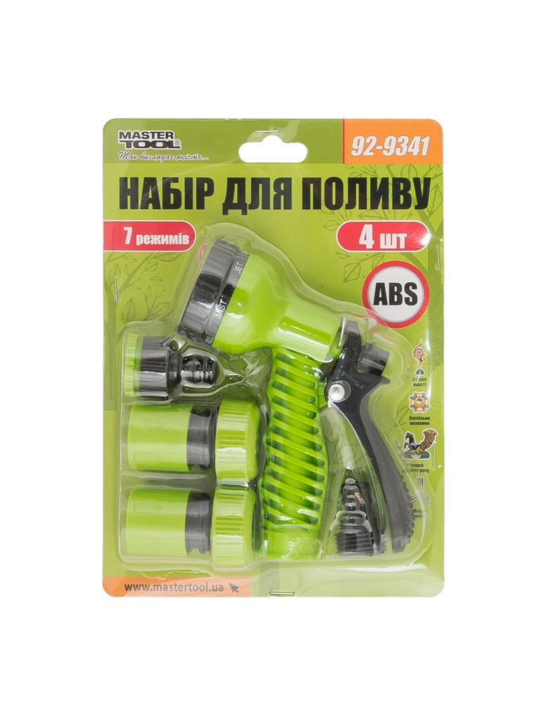 Набір для поливу MASTERTOOL DEW LINE 4 шт (пістолет 7 режимів/адаптер ½" ВР-¾" ВР/конектор ¾"/конектор ¾" STOP) 92-9341 view 13