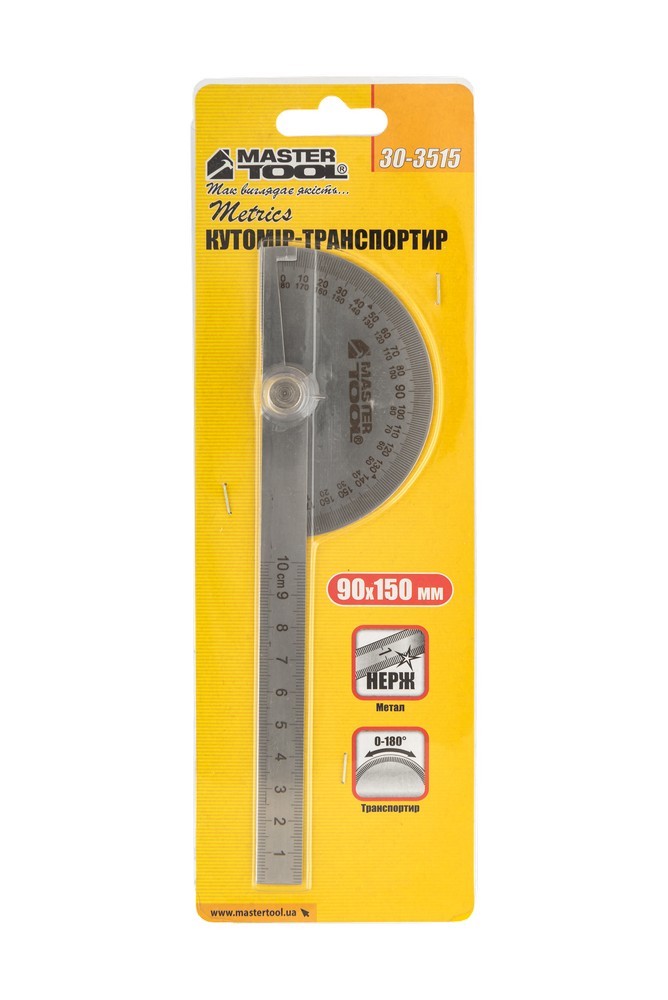 Кутомір-транспортир MASTERTOOL з лінійкою 150 мм SS 30-3515 view 4