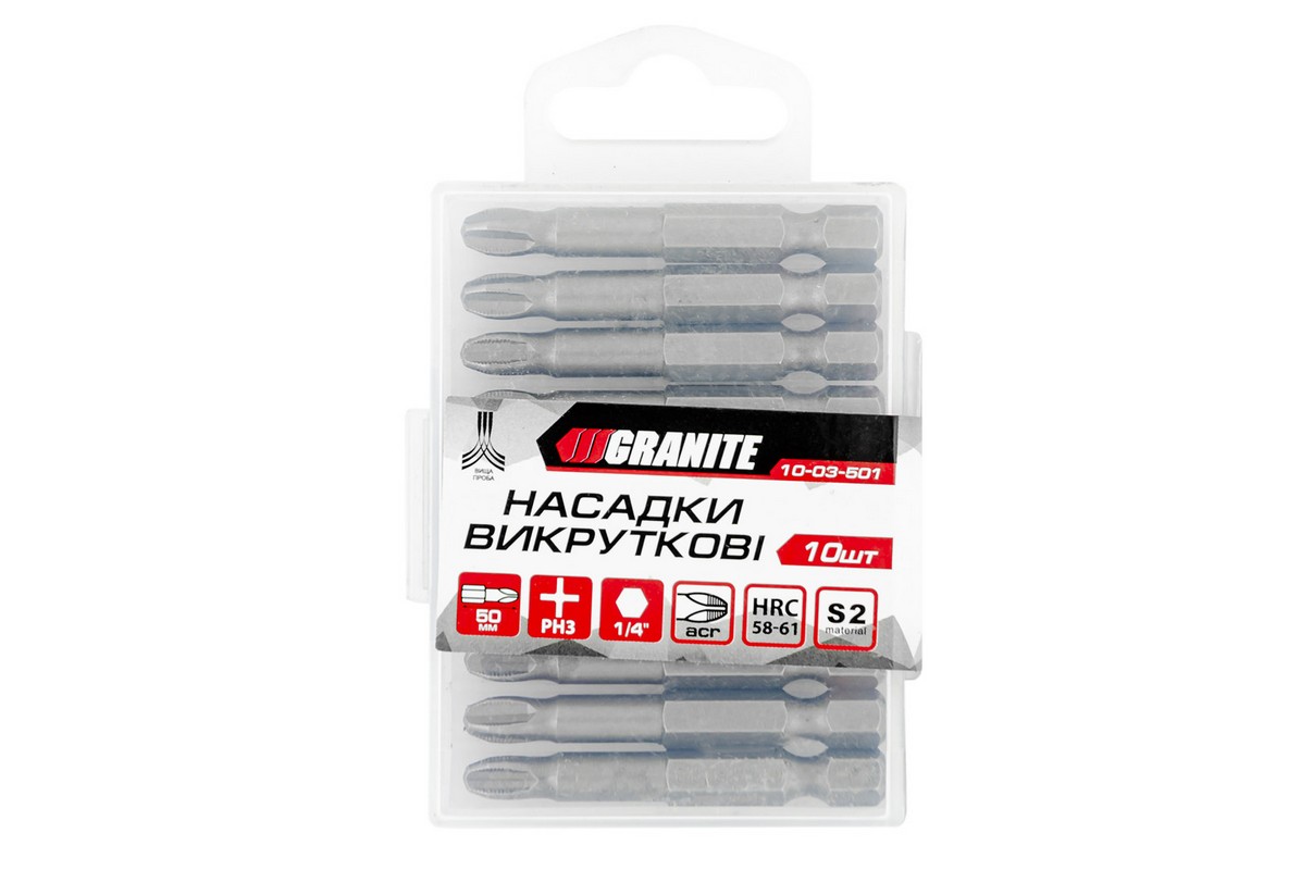 Насадка викруткова GRANITE PH3 50 мм ¼" S2 набір 10 шт 10-03-501 view 2