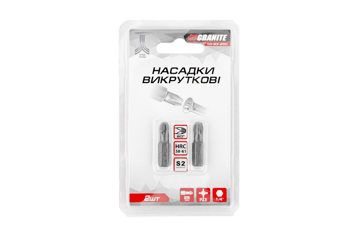 Насадка викруткова GRANITE PZ3 25 мм ¼" S2 набір 2 шт 10-93-250 view 2