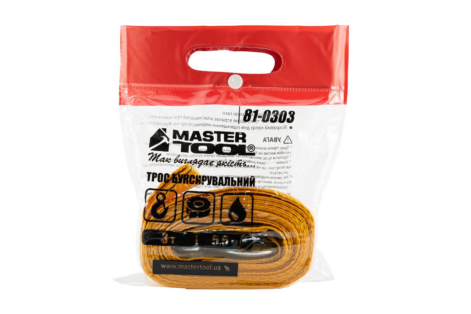 Трос буксирувальний MASTERTOOL 3 т 5.5 м 50 мм поліестер 81-0303 view 2