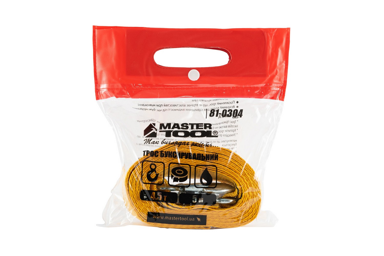 Трос буксирувальний MASTERTOOL 4.5 т 5 м 60 мм поліестер 81-0304 view 2