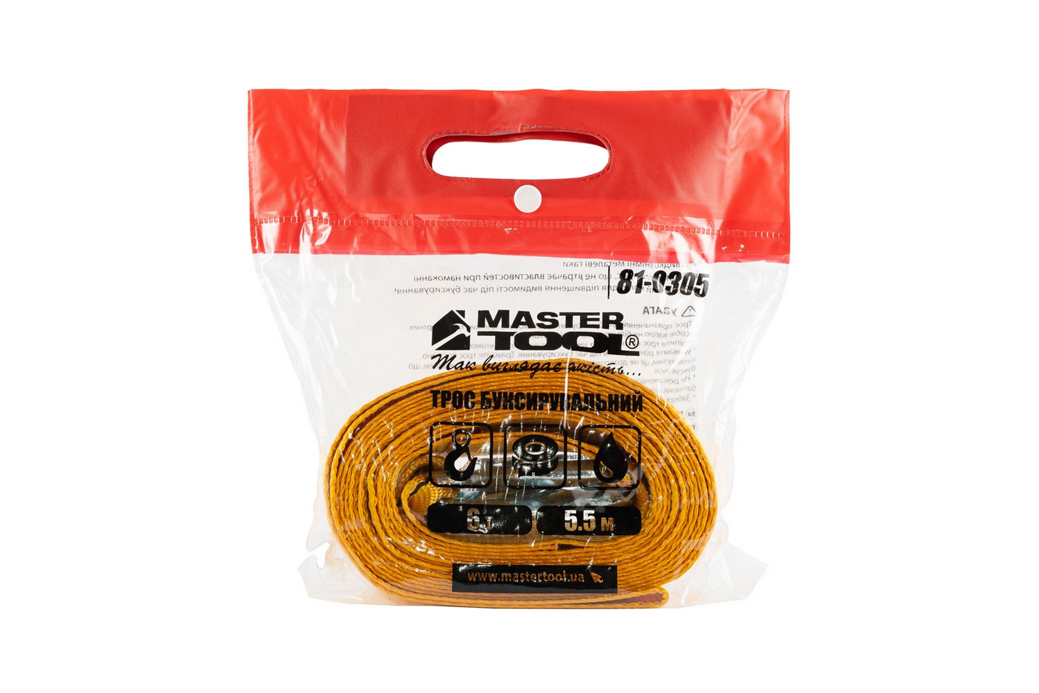 Трос буксирувальний MASTERTOOL 6 т 5.5 м 60 мм поліестер 81-0305 view 2