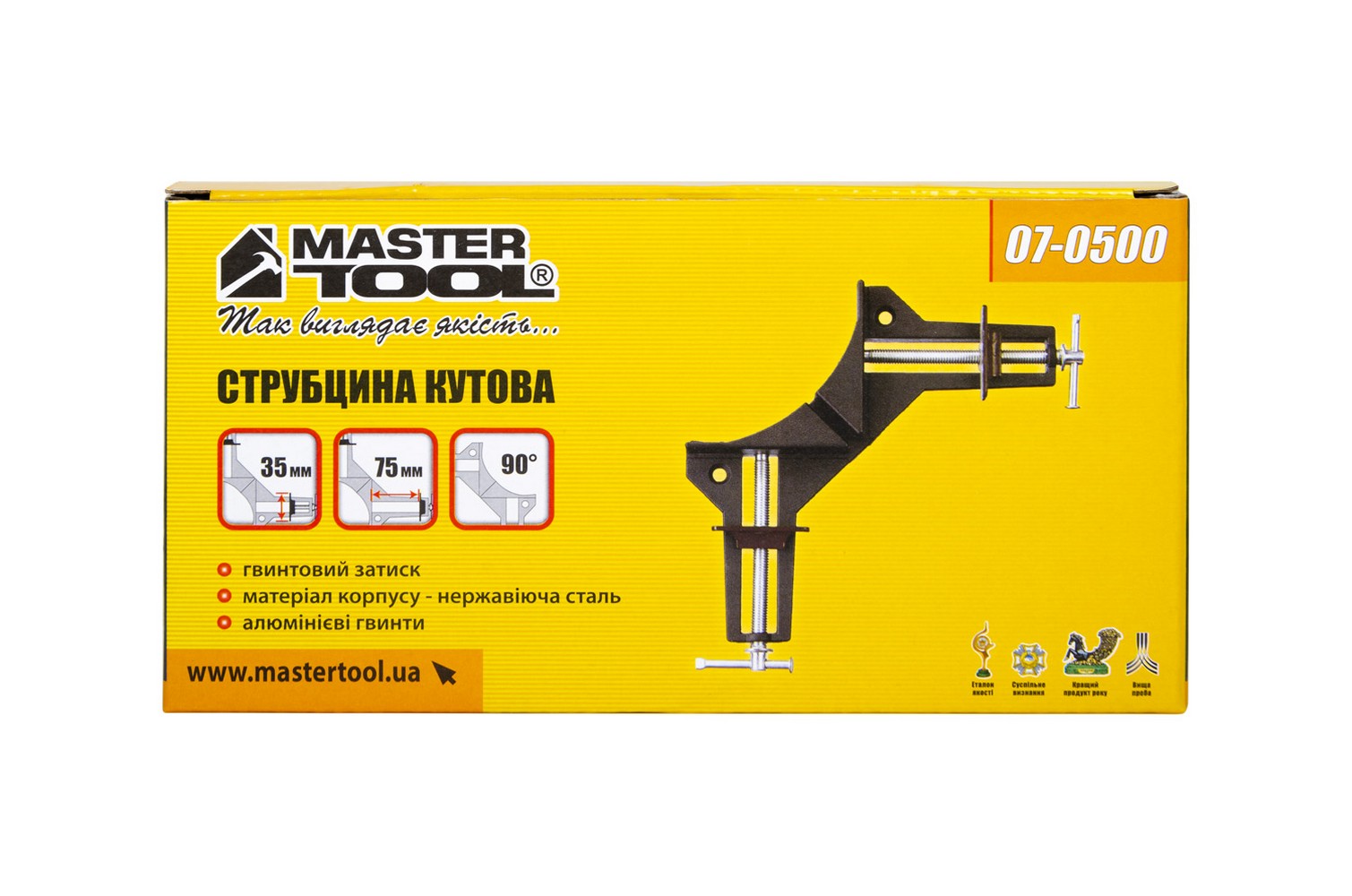 Струбцина столярна кутова MASTERTOOL 90° кут захвату 75 мм 500 Н 07-0500 view 3