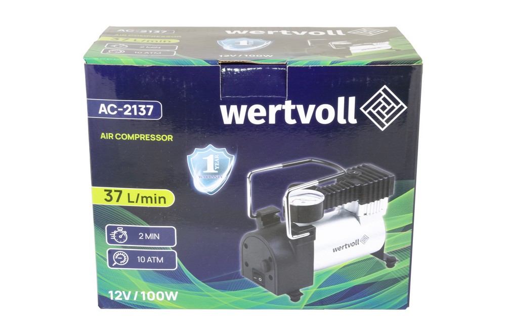 Компресор автомобільний WERTVOLL 12 V 150 PSI 8 A 100 Вт 37 л/хв сумка AC-2137 view 7