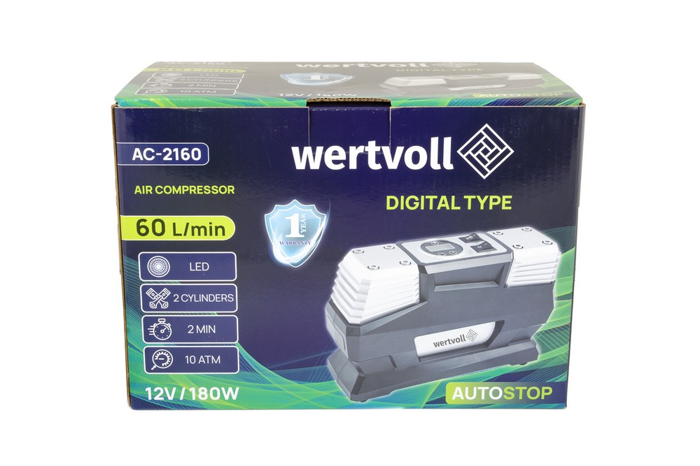 Компресор автомобільний двопоршневий WERTVOLL 12 V 150 PSI 15 A 180 Вт 60 л/хв сумка AC-2160 view 8