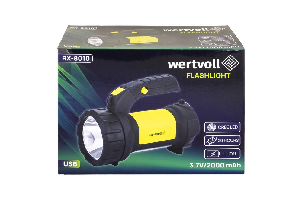 Ліхтар WERTVOLL 2в1 з ручкою 360° 4 режими CREELED/COBLED IP44 Li-ion 2000 mAh/t 7000 K/200 lum ABS 180х94х143 мм RX-8010 view 10