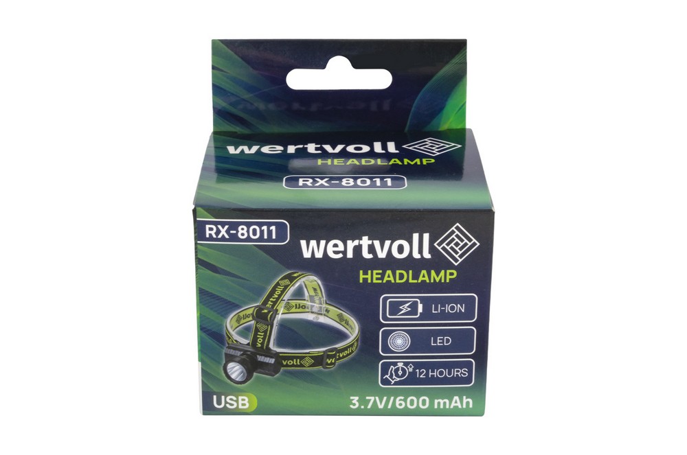 Ліхтар налобний WERTVOLL 3 режими LED IP44 Li-ion 600 mAh/t 8000 K/90 lum ABS 71х62х37 мм RX-8011 view 5