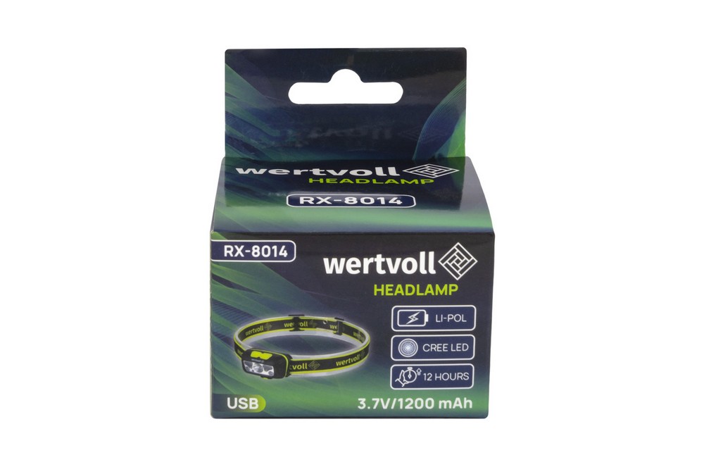 Ліхтар налобний WERTVOLL 7 режимів СREE LED/2xSMD LED/2xRED LED IP44 Li-pol 1200 mAh/t 7000 K/130 lum ABS 57х34х32мм RX-8014 view 7