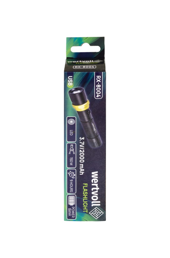 Ліхтар WERTVOLL 3 режими LED IP44 Li-ion 2000 mAh/t 7000 K/240 lum powerbank AL 168х36 мм RX-8004 view 6