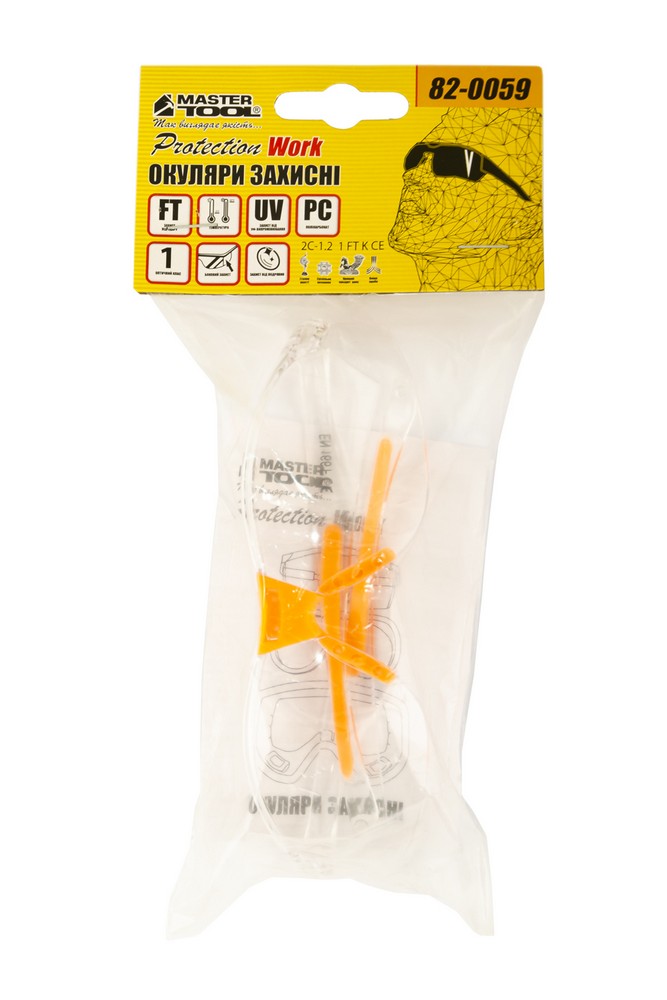 Окуляри відкриті MASTERTOOL лінза ANTI-SCRATCH м'який носоупор протиковзкі дужки l-клас прозорі 82-0059 view 5