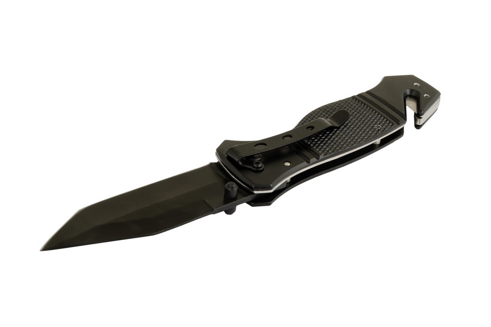 Ніж складаний MASTERTOOL "ELMAX" 207х37х16 мм чорне нержавіюче лезо алюмінієва рукоятка стропоріз склобій 79-0124 view 3