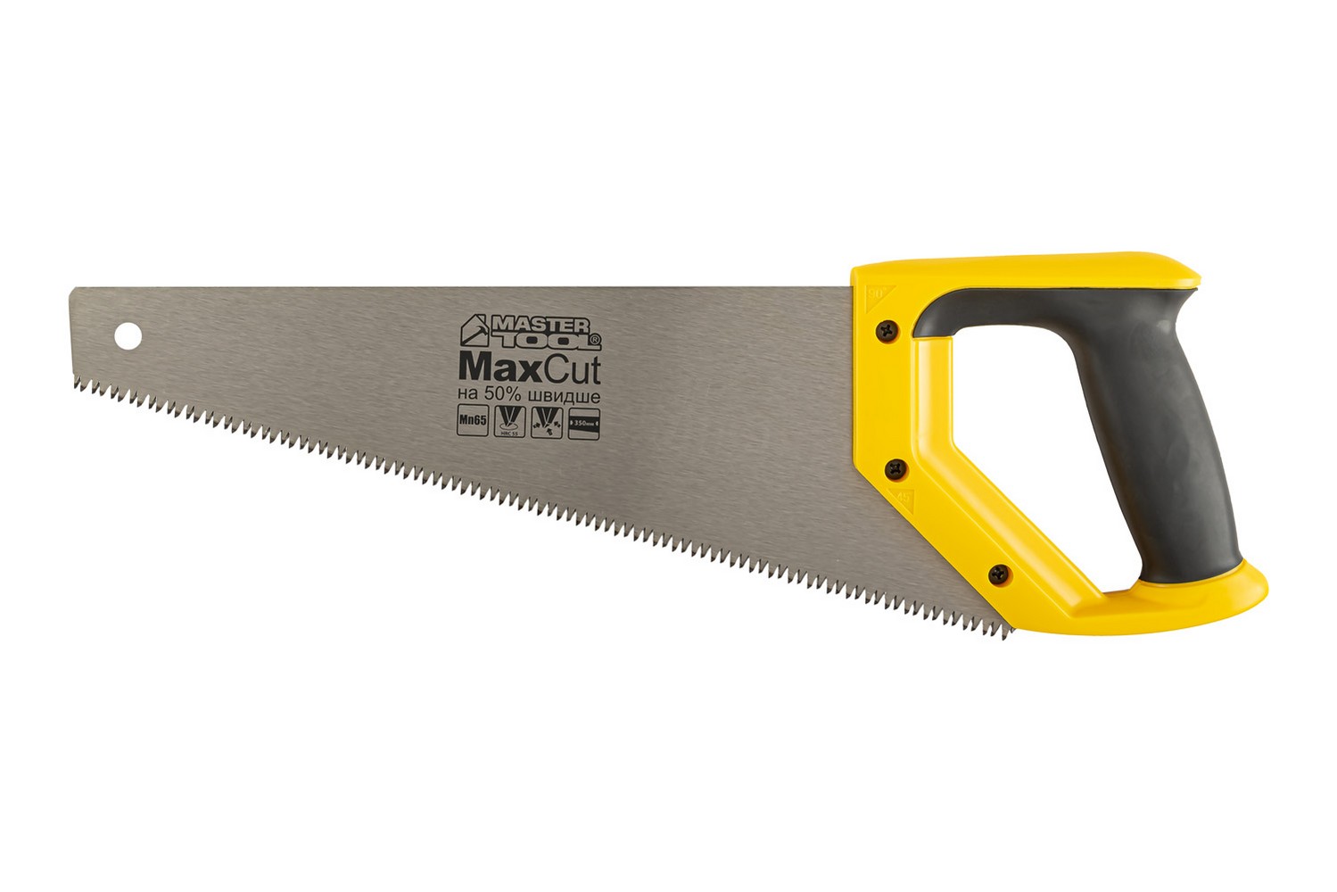 Ножівка столярна MASTERTOOL 7TPI MAX CUT 350 мм загартований зуб 3-D заточування поліроване 14-2035 view 1