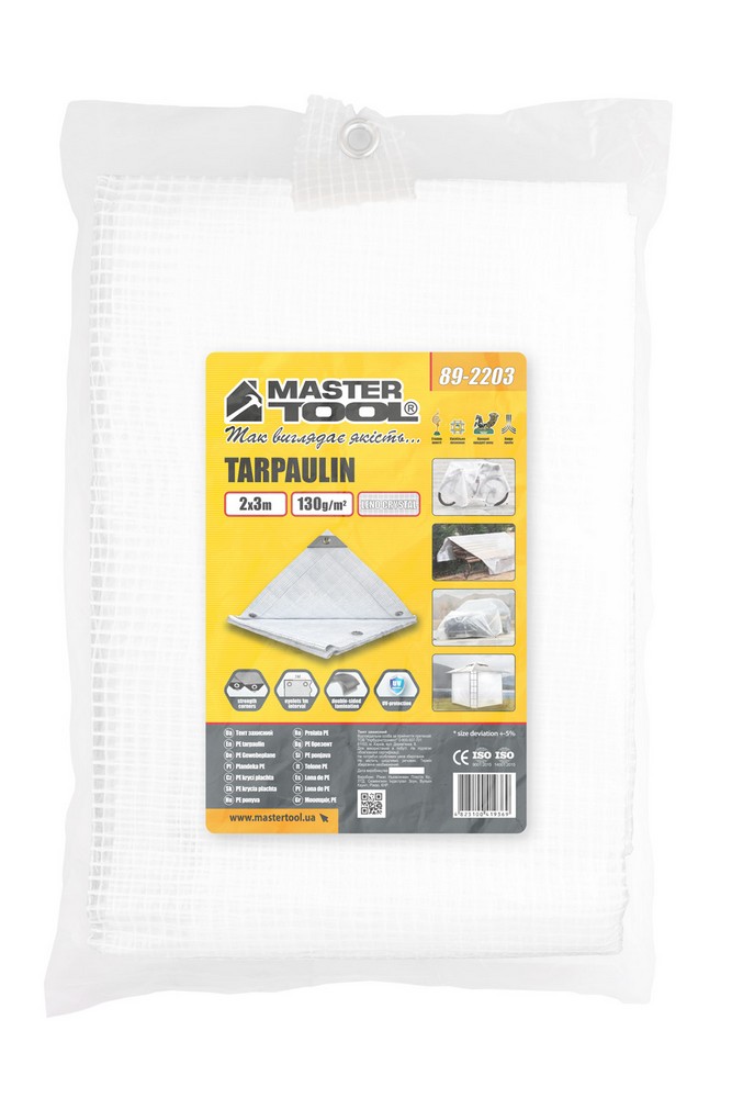 Тент універсальний армований MASTERTOOL TARPAULIN 2 × 3 м 130 г/м² Leno Crystal 89-2203 view 4