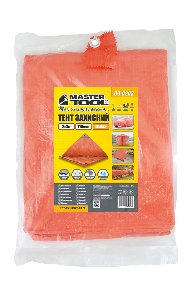Тент універсальний MASTERTOOL TARPAULIN 2 × 3 м 110 г/м² Orange 89-0203 view 4