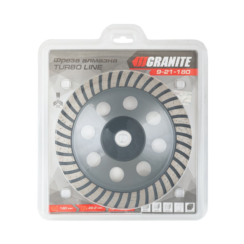 Фреза для каменю GRANITE TURBO LINE алмазна торцева 180х22.2 мм 8300 об/хв 9-21-180 view 2