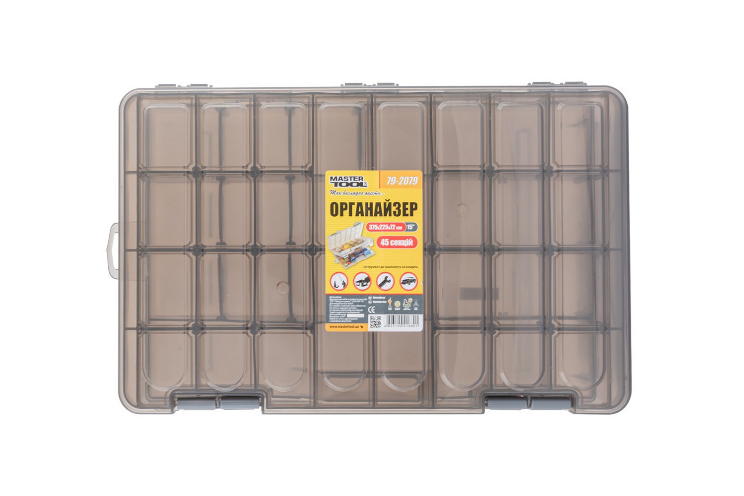 Органайзер двосторонній MASTERTOOL 15" 375х225х72 мм 45 секцій 79-2079 view 1