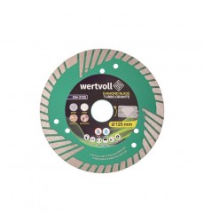 Диск алмазний WERTVOLL TURBO GRANITE 125×2.4 мм 24% висота алмазного шару 8 мм адаптер 22.2-20 мм 12250 об/хв DM-2125