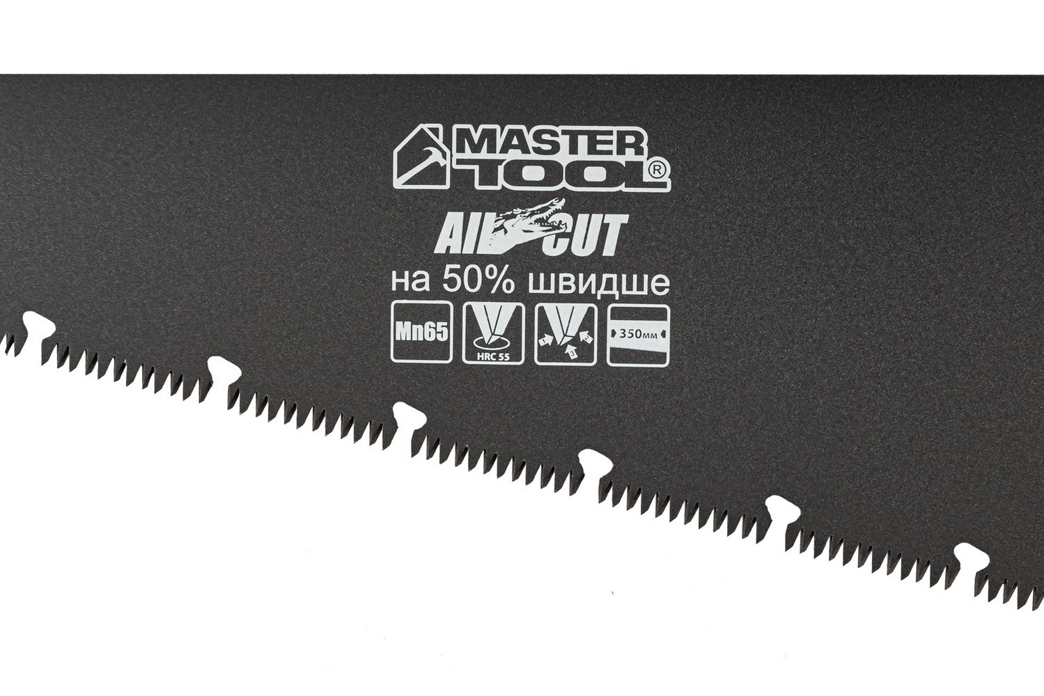 Ножівка столярна MASTERTOOL BLACK ALLIGATOR 350 мм 9TPI MAX CUT загартований зуб 3-D заточування тефлонове покриття 14-2435 view 2