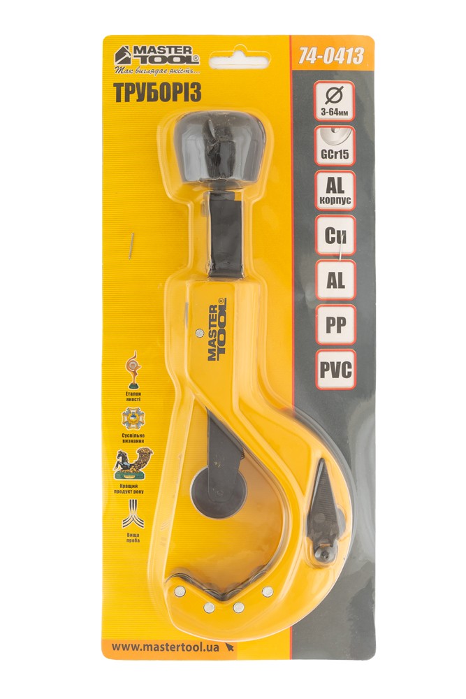 Труборіз для металевих труб MASTERTOOL 6-64 мм ріжучий ролик GCr15 74-0413 view 7