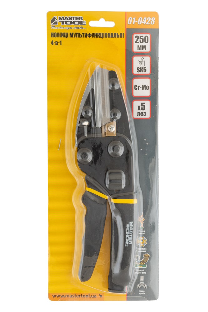 Ножиці мультифункціональні MASTERTOOL 4-в-1 ножиці/секатор/кабелеріз/ніж 250 мм 01-0428 view 4