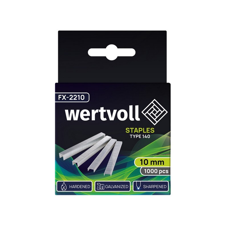 Скоби загартовані WERTVOLL R140 10 мм/10.6х1.25 мм 1000 шт FX-2210 view 2