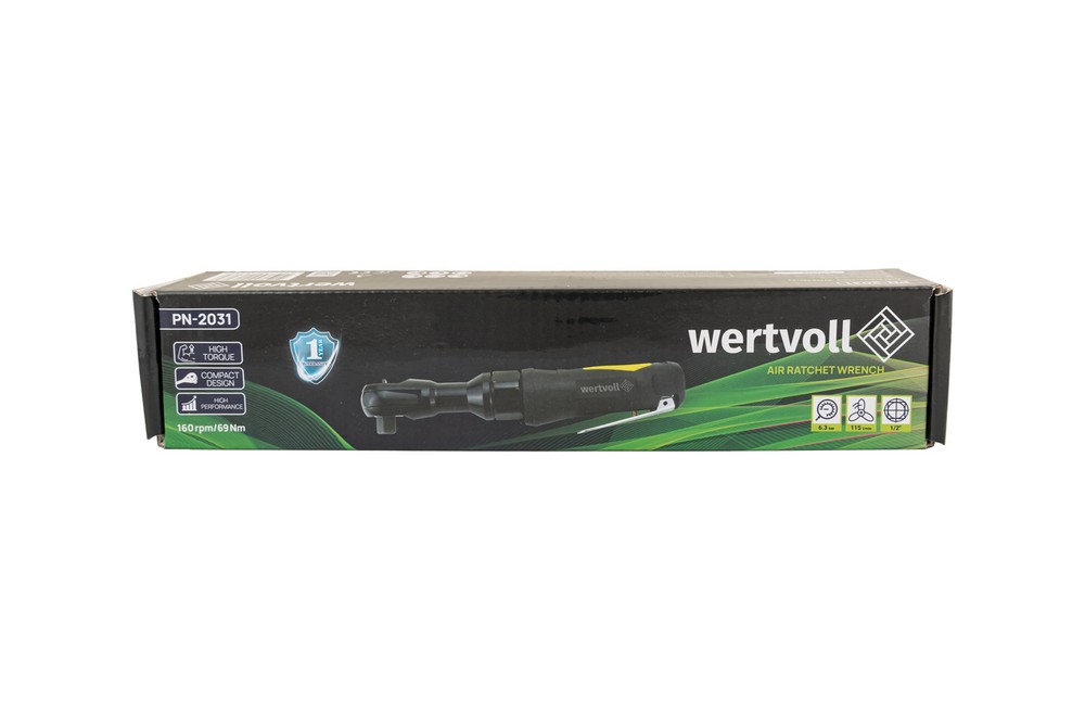 Гайковерт пневматичний WERTVOLL 1/2" 160 об/хв 115 л/хв 6.3 bar 69 Нм реверс TPR покриття корпусу PN-2031 view 4