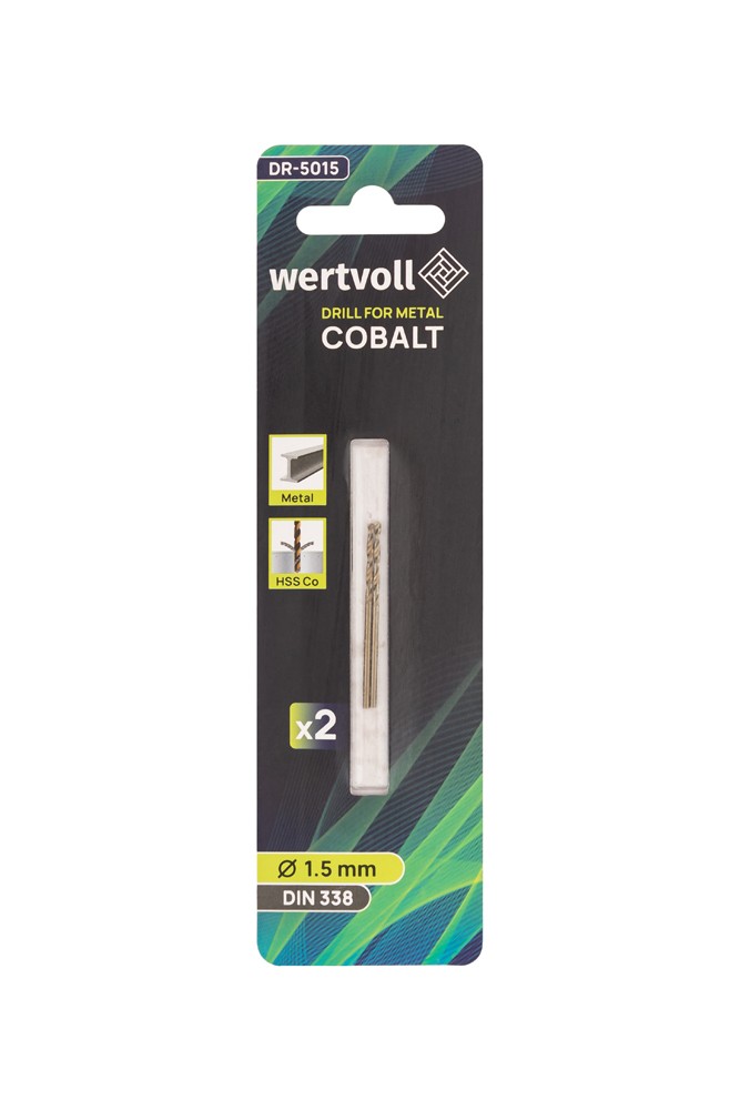 Свердло для металу WERTVOLL COBALT HSS 1.5х40 мм DIN 338 набір 2 шт DR-5015 view 3
