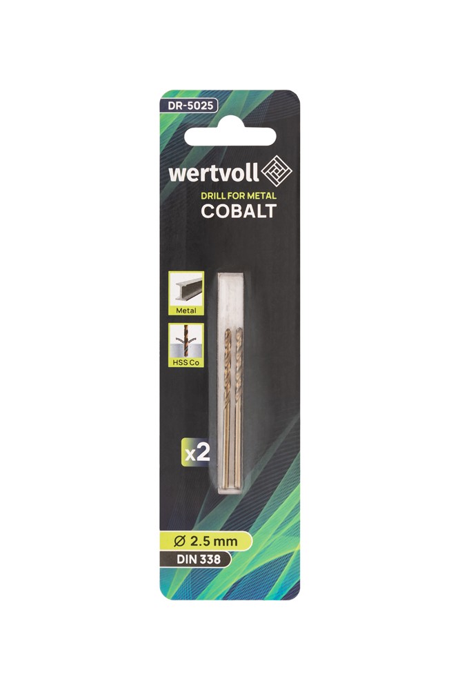 Свердло для металу WERTVOLL COBALT HSS 2.5х57 мм DIN 338 набір 2 шт DR-5025 view 3