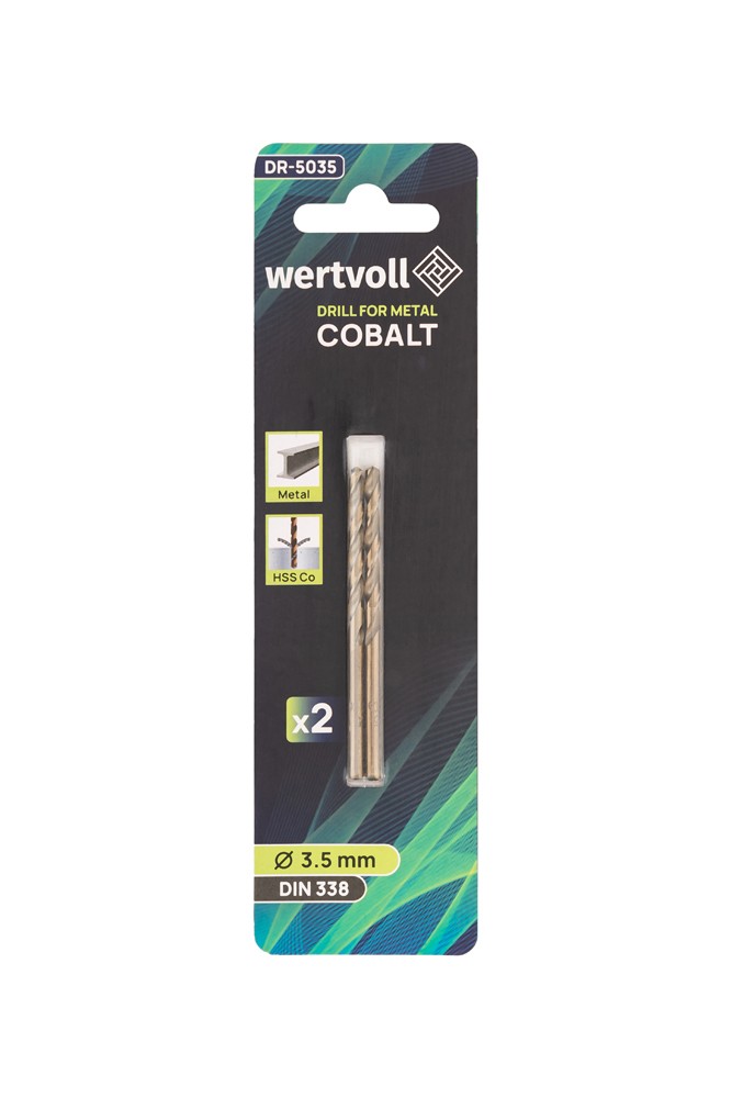 Свердло для металу WERTVOLL COBALT HSS 3.5х70 мм DIN 338 набір 2 шт DR-5035 view 3
