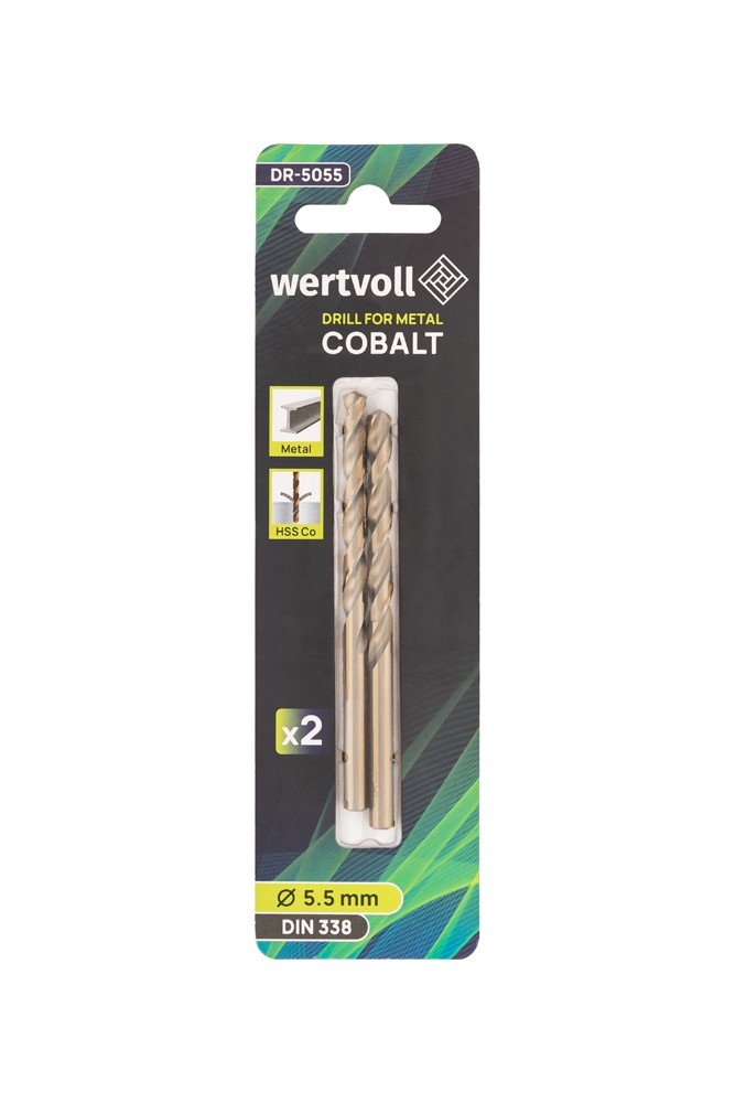 Свердло для металу WERTVOLL COBALT HSS 5.5х93 мм DIN 338 набір 2 шт DR-5055 view 3