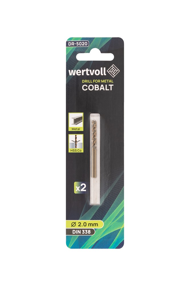Свердло для металу WERTVOLL COBALT HSS 2.0х49 мм DIN 338 набір 2 шт DR-5020 view 3