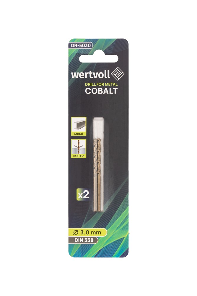 Свердло для металу WERTVOLL COBALT HSS 3.0х61 мм DIN 338 набір 2 шт DR-5030 view 3