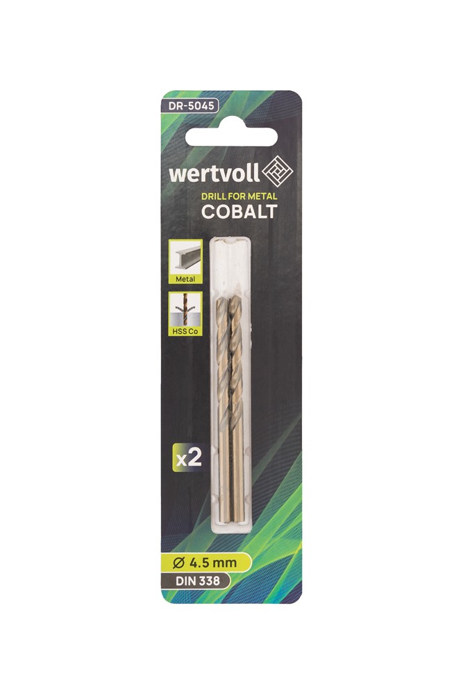 Свердло для металу WERTVOLL COBALT HSS 4.5х80 мм DIN 338 набір 2 шт DR-5045 view 3