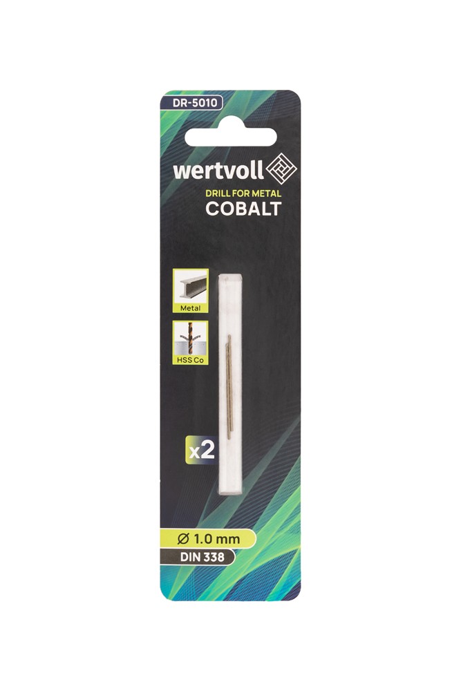 Свердло для металу WERTVOLL COBALT HSS 1.0х34 мм DIN 338 набір 2 шт DR-5010 view 3