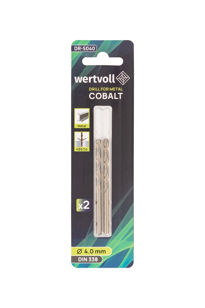 Свердло для металу WERTVOLL COBALT HSS 4.0х75 мм DIN 338 набір 2 шт DR-5040 view 3