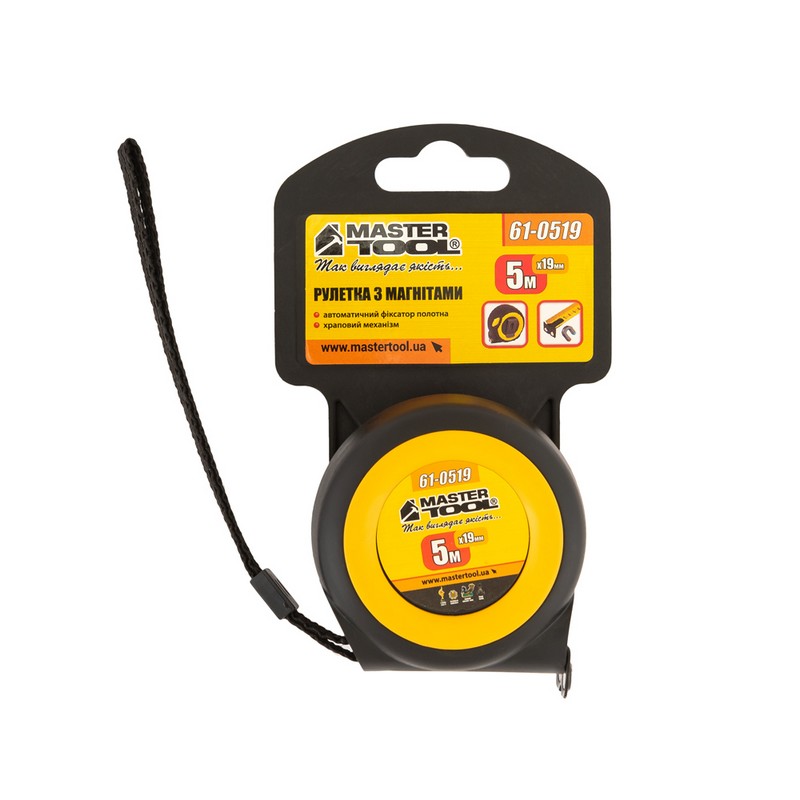 Рулетка MASTERTOOL 5 м×19 мм з магнітами автоматичний фіксатор покриття TPR храповий механізм 61-0519 view 4