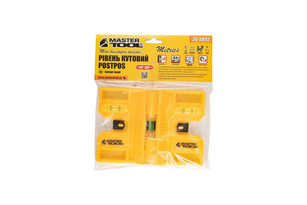 Рівень кутовий магнітний складаний 90°–180° MASTERTOOL POSTPOS 3 капсули 30-0892 view 6