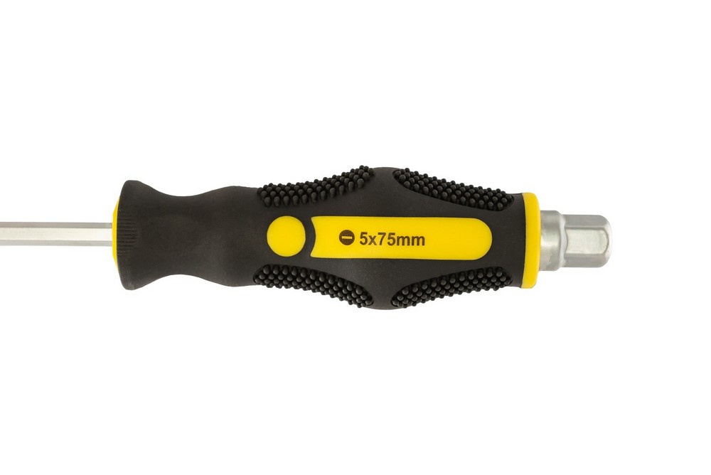 Викрутка ударна шліцева магнітна MASTERTOOL EXTERNAL HEX SL5х75 мм ручка з TPR покриттям 49-6575 view 5