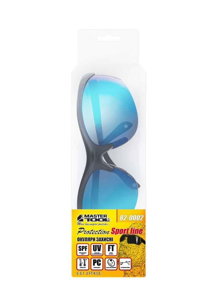 Окуляри відкриті MASTERTOOL SPORTLINE BLUE MIRROR захист від подряпин ANTI-SCRATCH регульовані дужки 82-0002 view 5