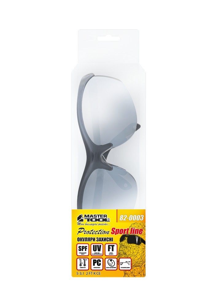 Окуляри відкриті MASTERTOOL SPORTLINE SILVER MIRROR захист від подряпин ANTI-SCRATCH регульовані дужки 82-0003 view 5