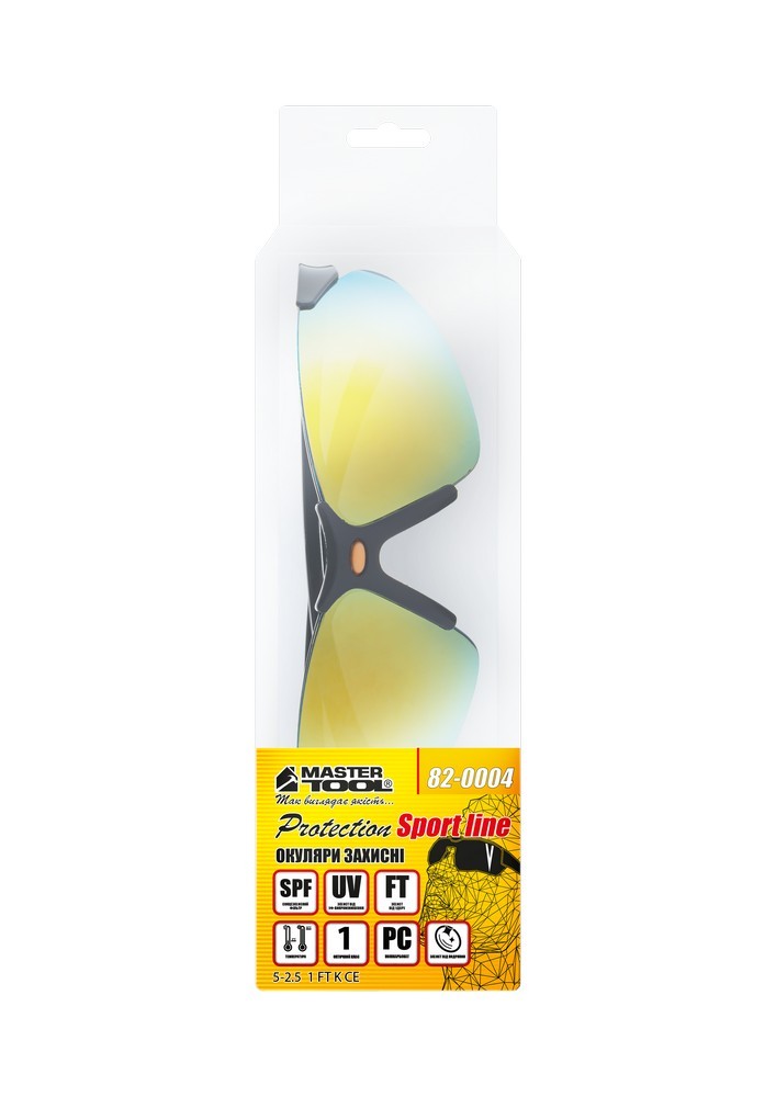 Окуляри відкриті MASTERTOOL SPORTLINE GOLD MIRROR захист від подряпин ANTI-SCRATCH м'який носоупор протиковзкі дужки 82-0005 view 5