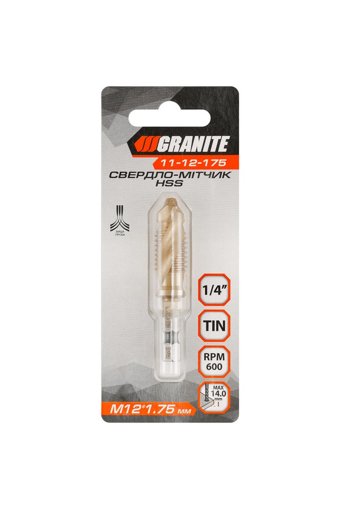 Свердло-мітчик GRANITE HSS M12х1.75 мм DIN338 11-12-175 view 4