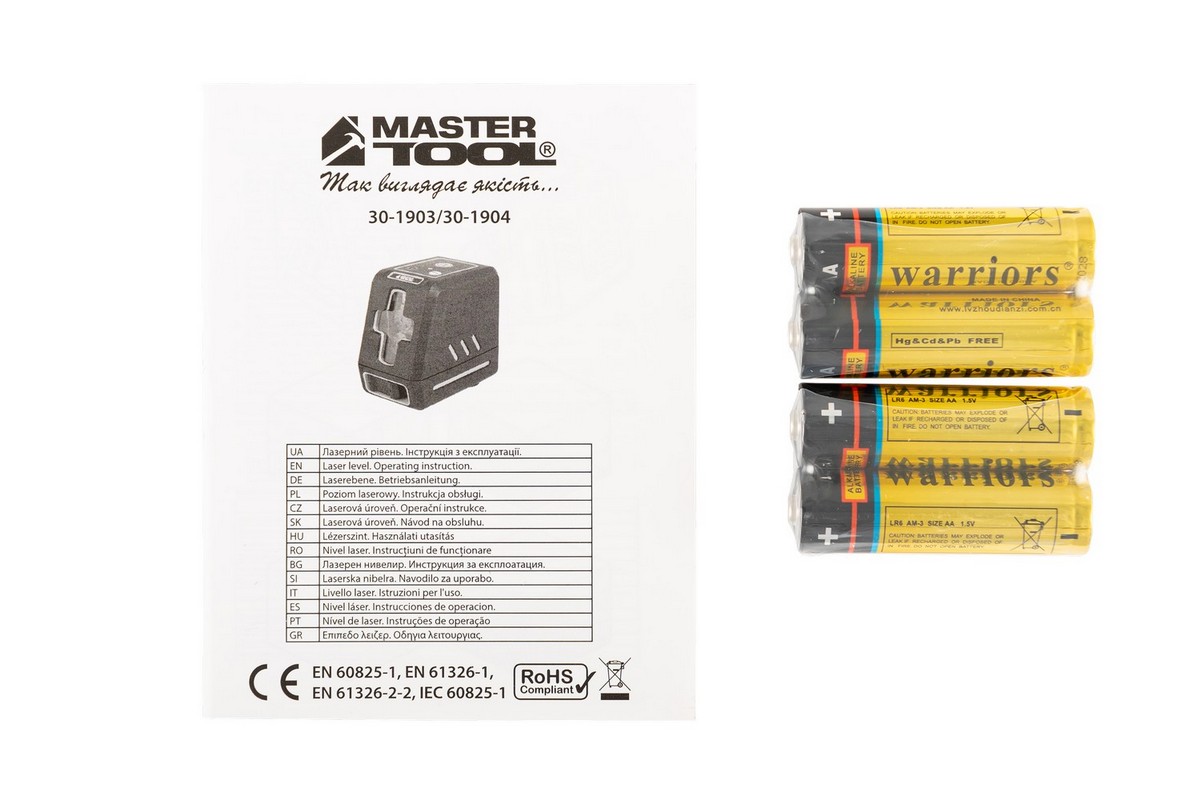 Рівень лазерний MASTERTOOL 30 м ±0.3 мм/м 2 гол H/V/H+V H130°/V130° ±4° GREEN/510 нм клас II IP54 ААх4 сумка 30-1904 view 9