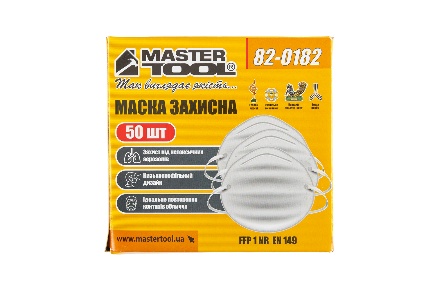 Маска протипилова MASTERTOOL з носоутримувачем набір 50 шт 82-0182 view 3