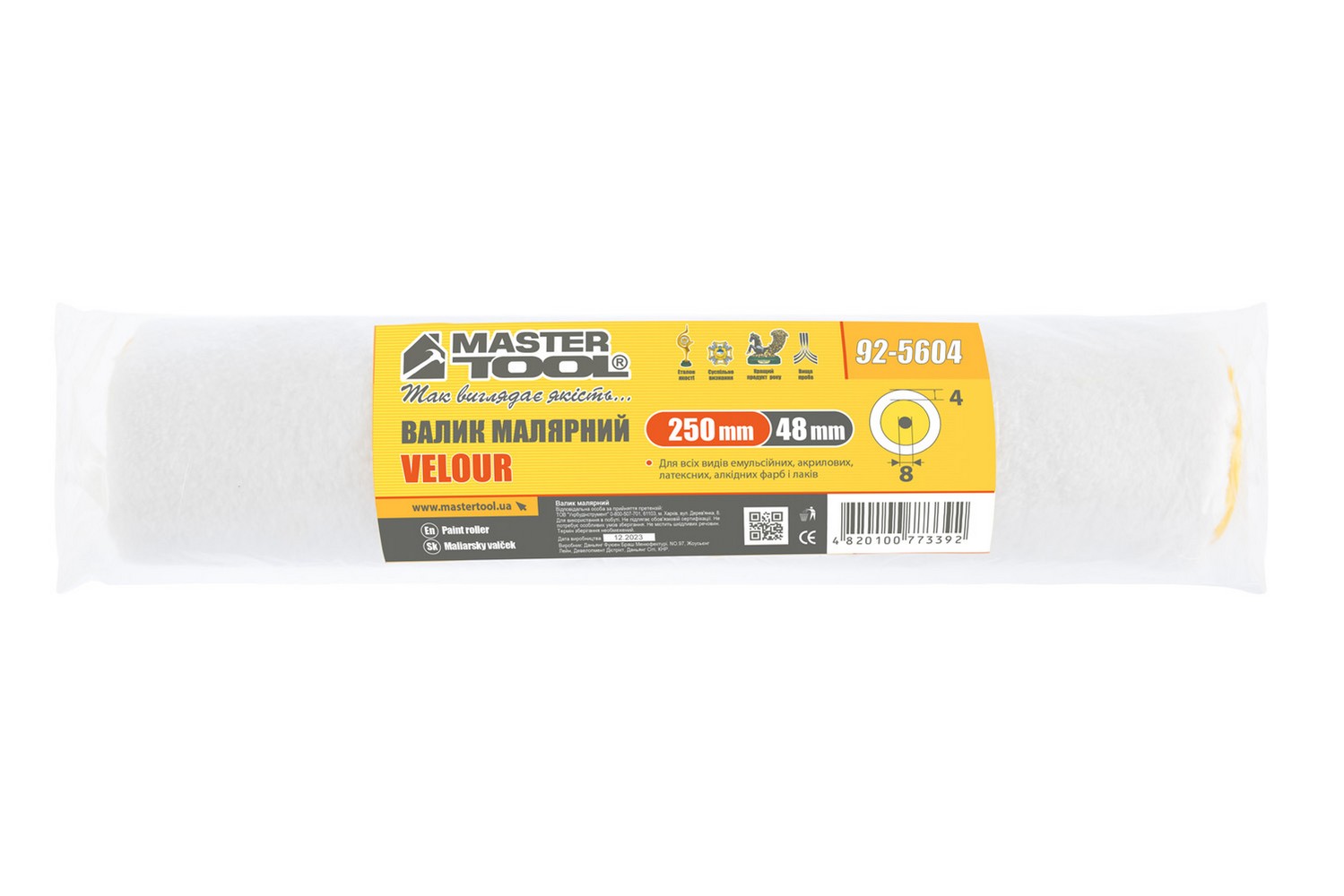 Валик малярський MASTERTOOL Velour 48/250/4 мм Ø 8 мм 92-5604_Р view 3