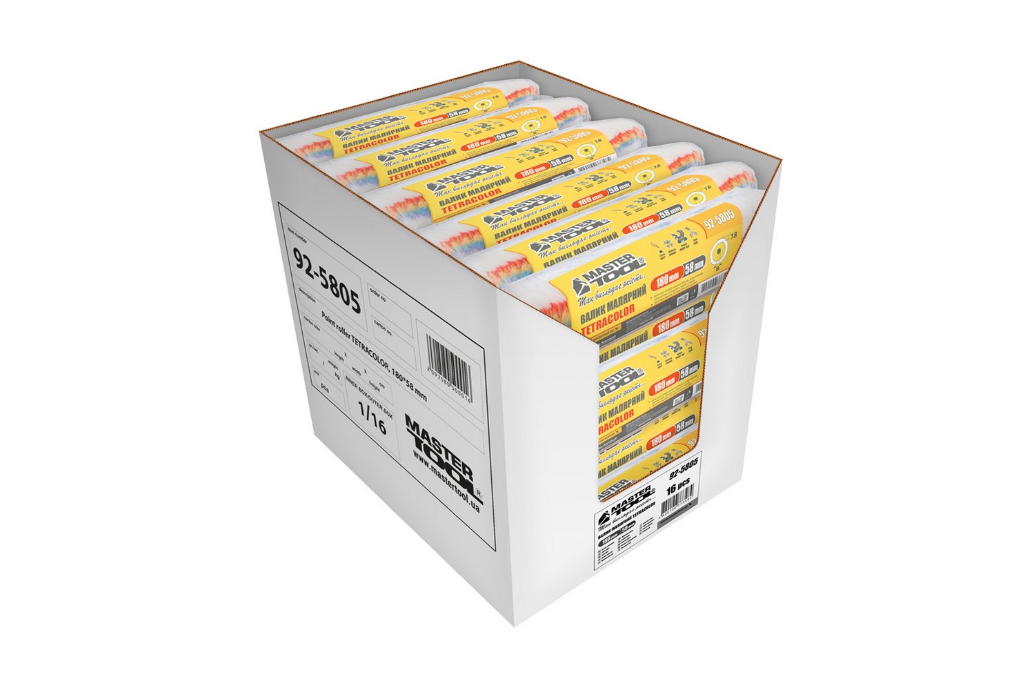 Валик малярський MASTERTOOL Tetracolor фасадний 58/180/18 мм Ø 8 мм 92-5805_Р view 4