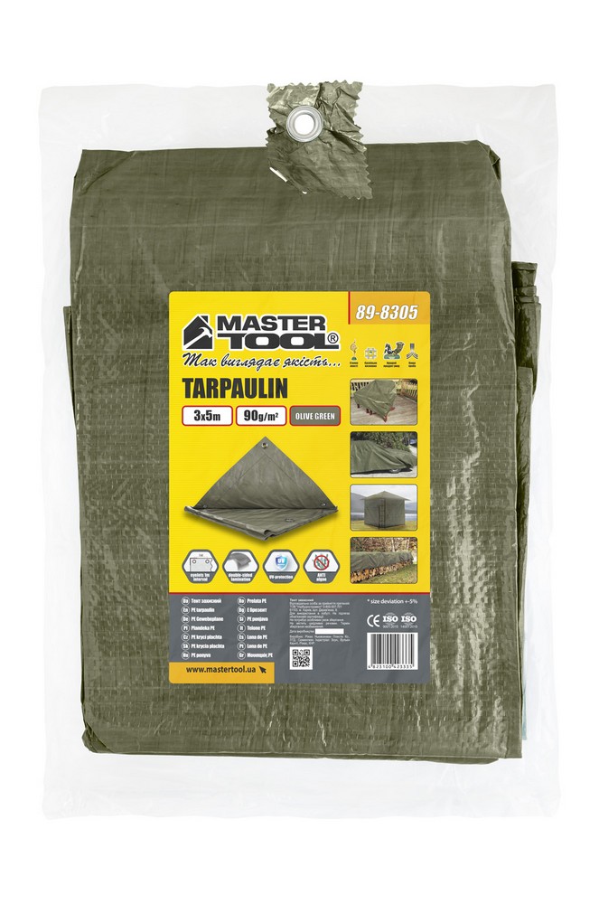 Тент універсальний MASTERTOOL TARPAULIN 3 × 5 м 90 г/м² Olive Green 89-8305 view 2