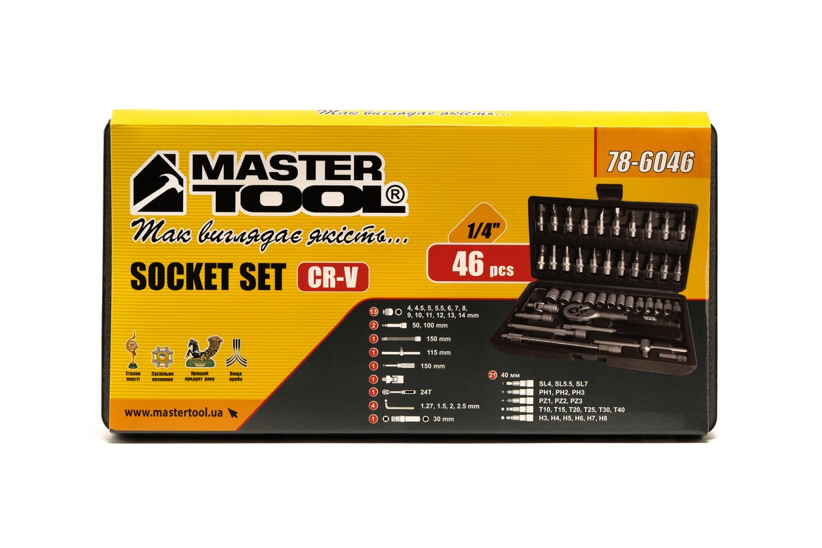 Набір інструментів MASTERTOOL ¼" 46 шт 4-14 мм кейс 78-6046 view 5