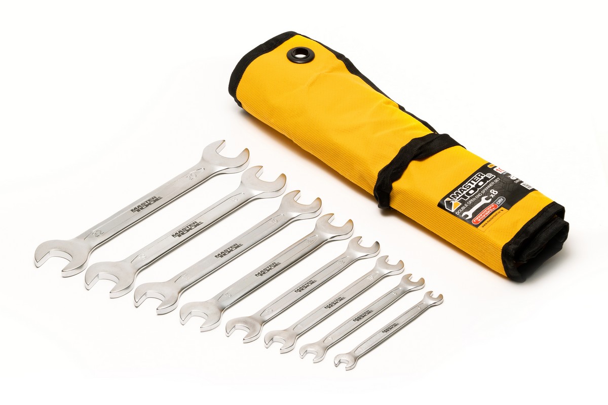Ключі ріжкові MASTERTOOL набір 8 шт (6-20, 22 мм) 31CrV3 COLD FORGED DIN3110 у чохлі 70-1108 view 2